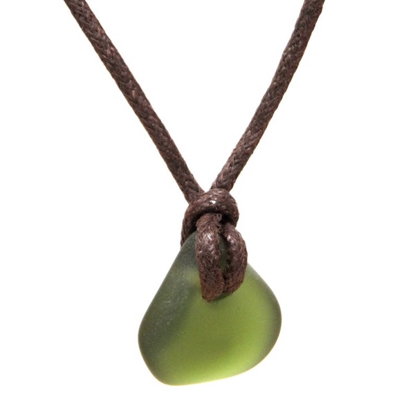 Cornish Sea Glass and Faux Leather Necklace