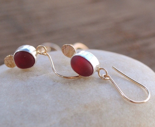 Red Sea Glass Earrings