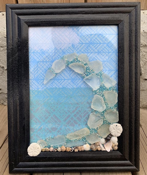 seaglass art sand dollar art glass sea glass wall art sea glass decor beach glass art glass art resin art epoxy art sea glass art