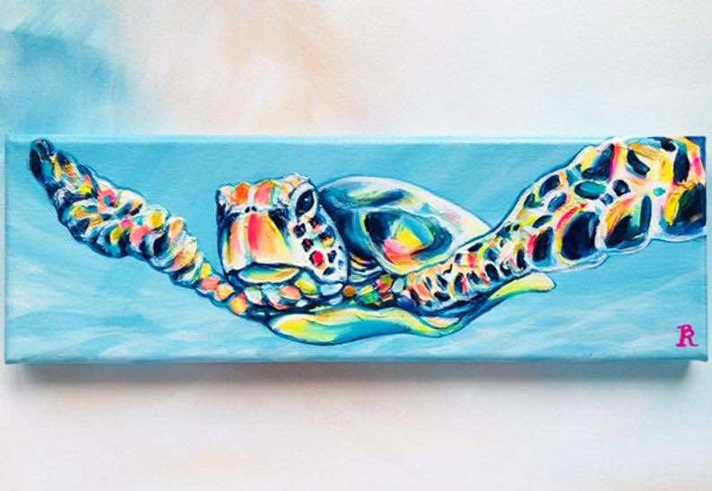 Sea Turtle Painting: “Adventurer” Hawaiian Honu