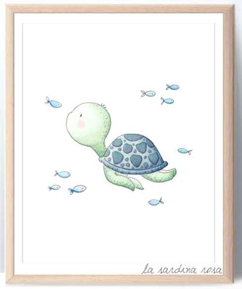 Sea Turtle Nautical Nursery Print