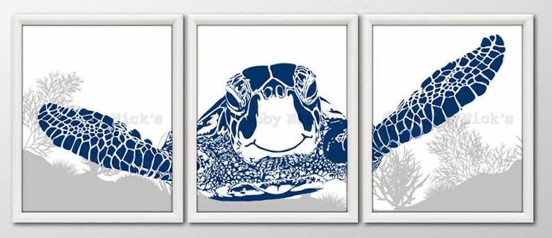 Sea Turtle Triptych Art Prints