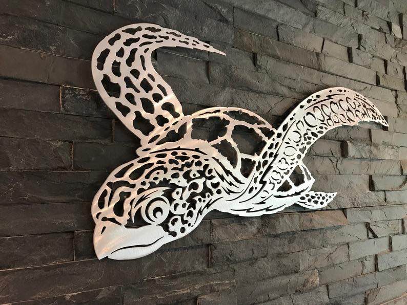 Aluminum Sea Turtle 2D Sculpture