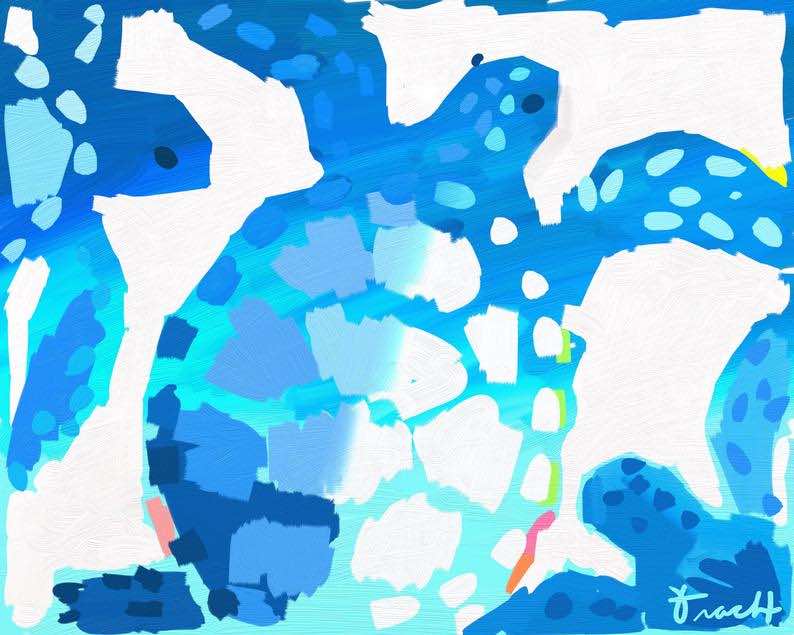 Beachy Blue Sea Turtle Art Print
