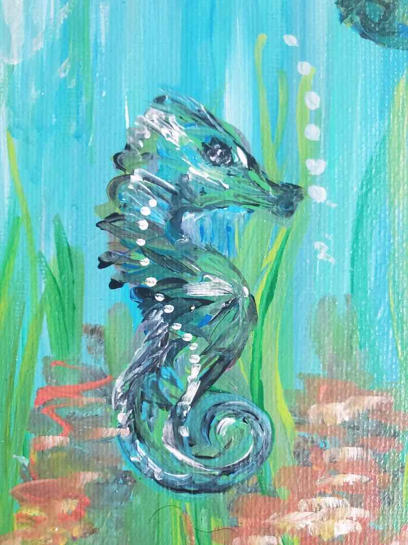 >Original Framed Artwork – Under the Ocean Series: The Seahorse