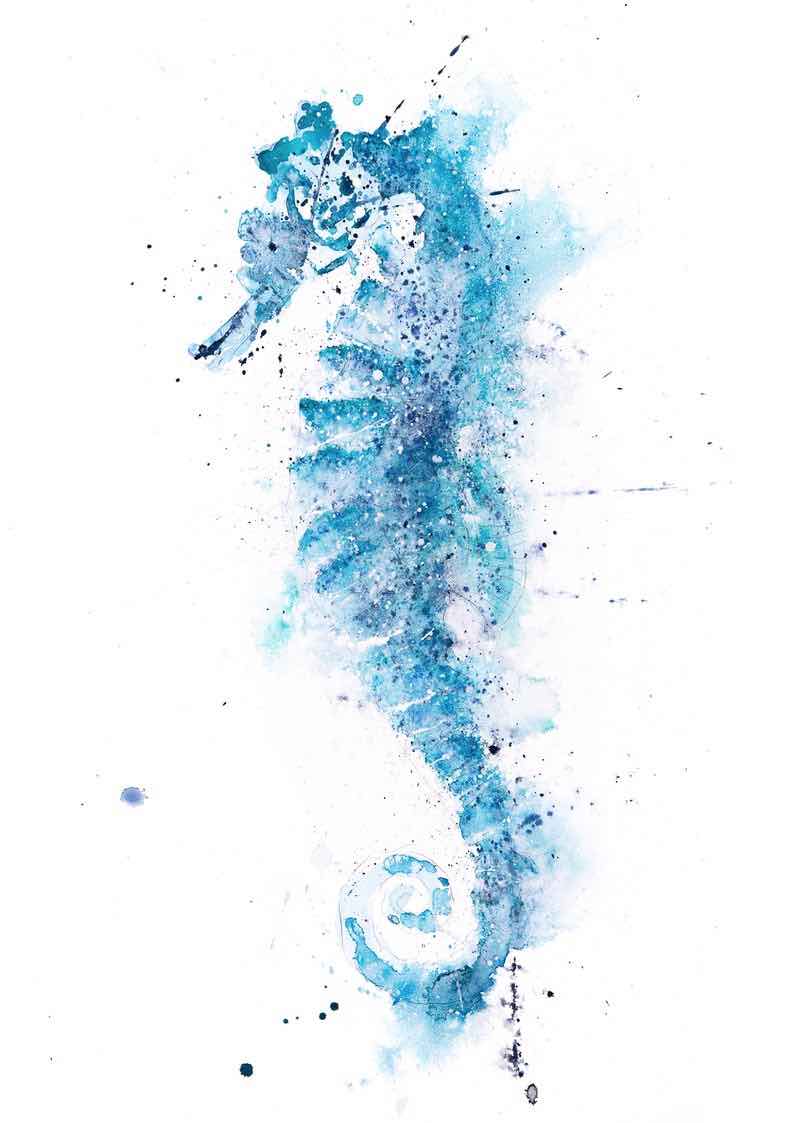 Seahorse Watercolor Painting