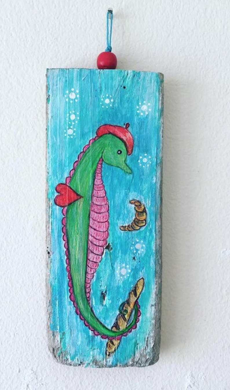 Fantasy French Seahorse Original Painting Wall Hanging