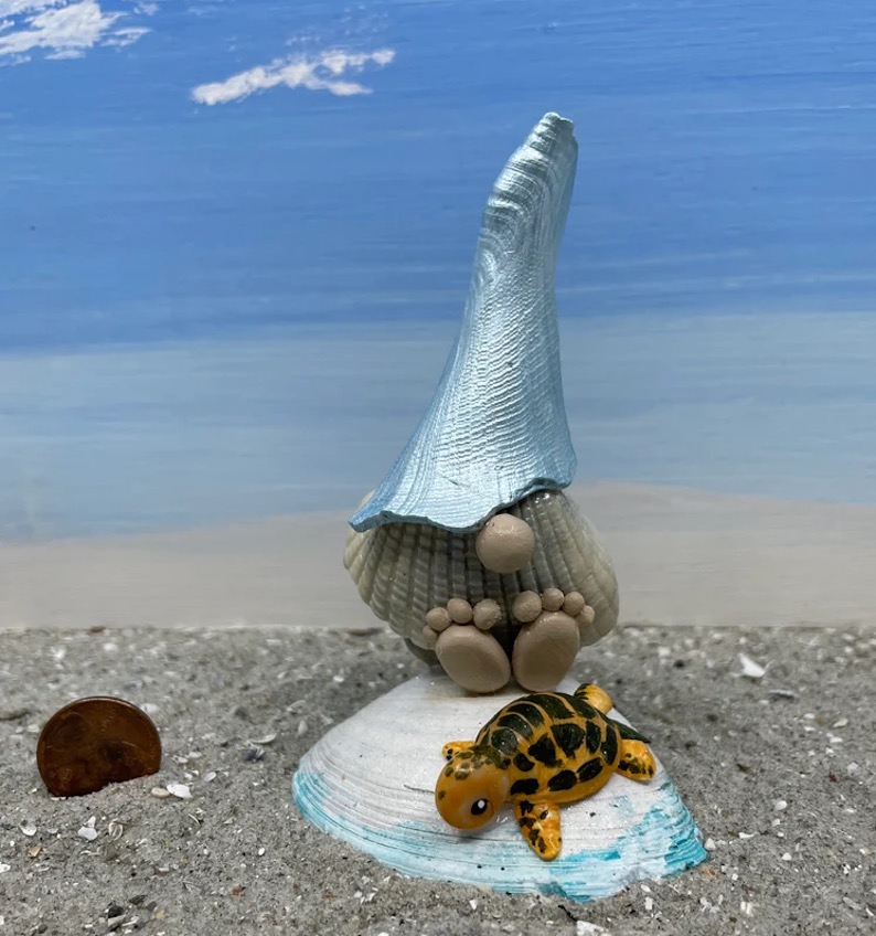 Seashell Beach Gnome and Sea Turtle by Cheryl