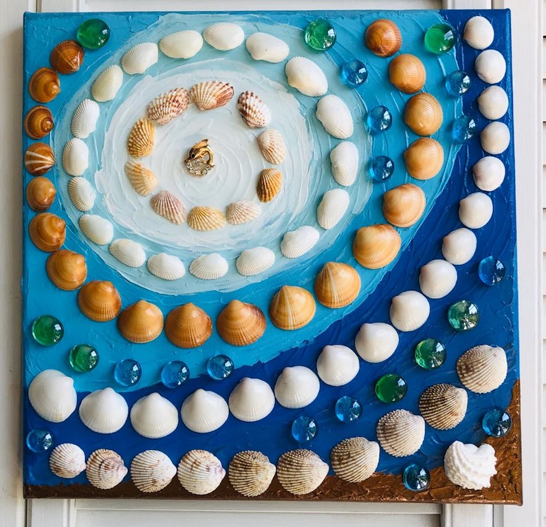 Seashell and Acrylic Collage by Liliya