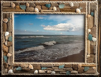 Driftwood, Glass & Shells Picture Frame