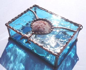 Stained Glass & Shell Jewelry Box