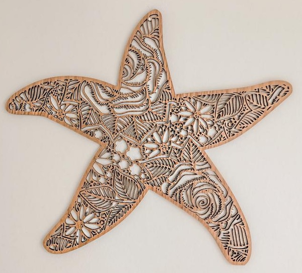 Intricate Carved Wooden Starfish