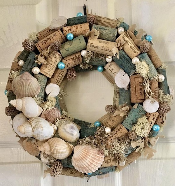 Blue Seashell Cork Wreath