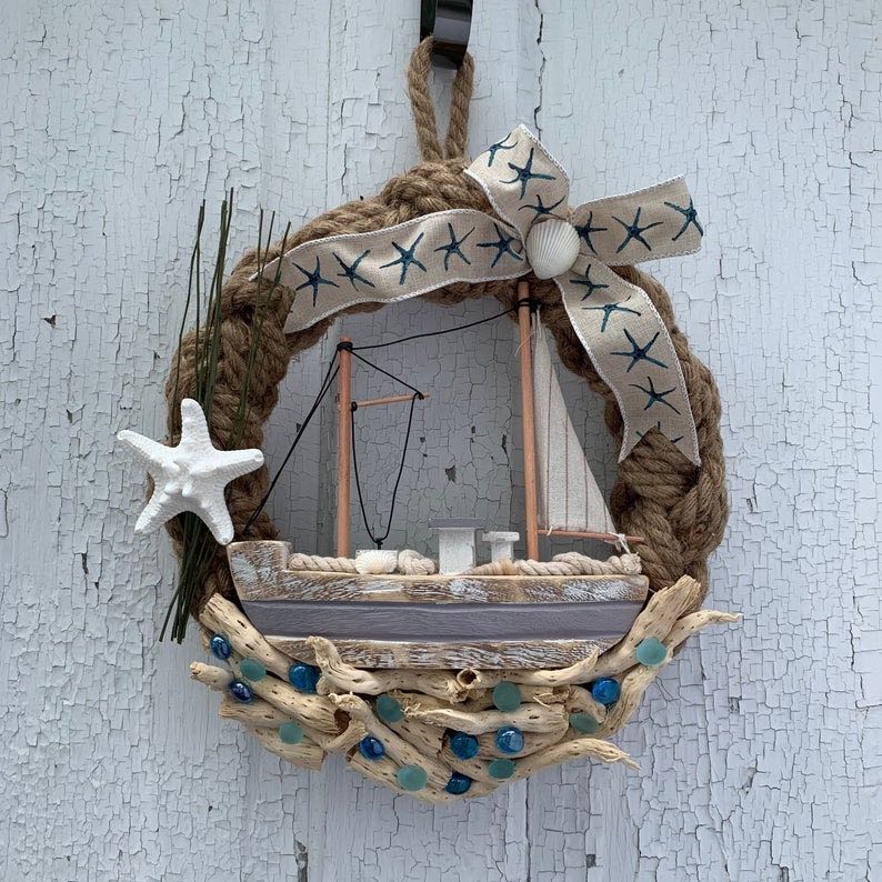 Sailboat & Nautical Rope Wreath