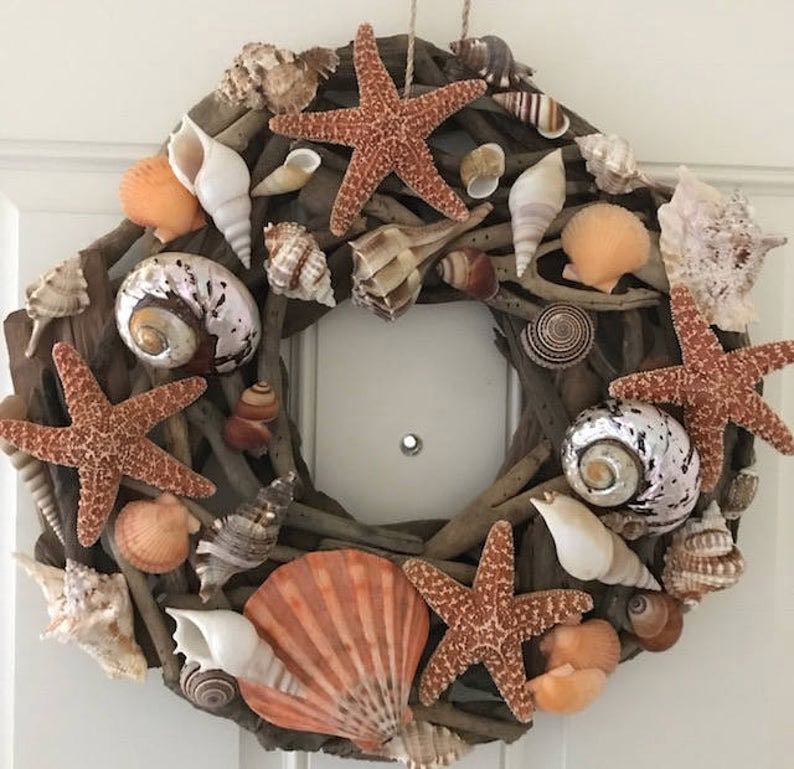 Seashell & Starfish Driftwood Wreath – Autumn Wreath